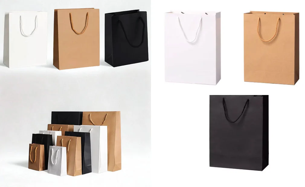 Printed Kraft Paper Bags With Handle Tote Bags Shopping Bags