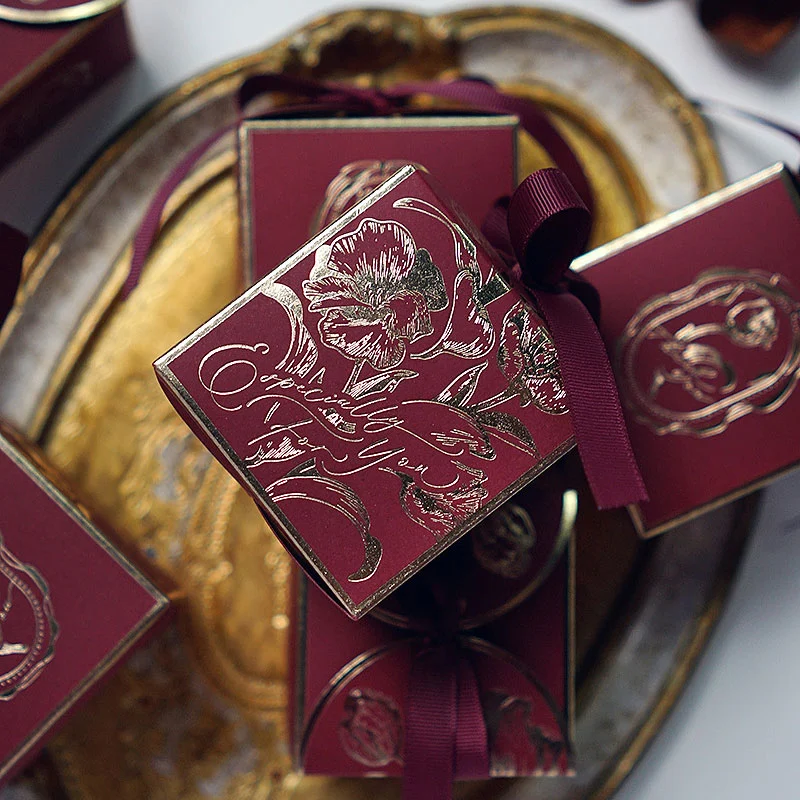 French Sugar Box Light Luxury Golden Candy Champagne Color Wedding Candy Box Wedding Accompanying Paper Gift Box